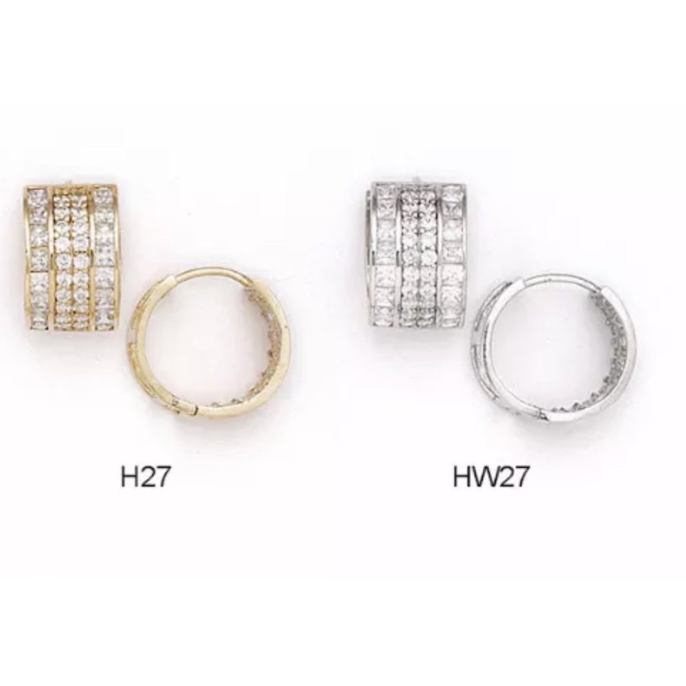 14k Solid Gold Haggie CZ Earrings